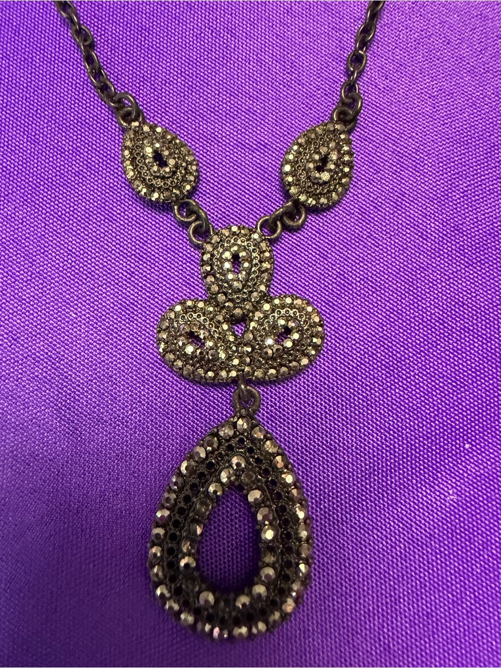 Park Lane Hematite Crystal Teardrop Statement Necklace new